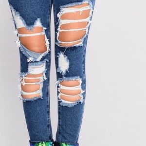 Brand new sequins cuff jeans